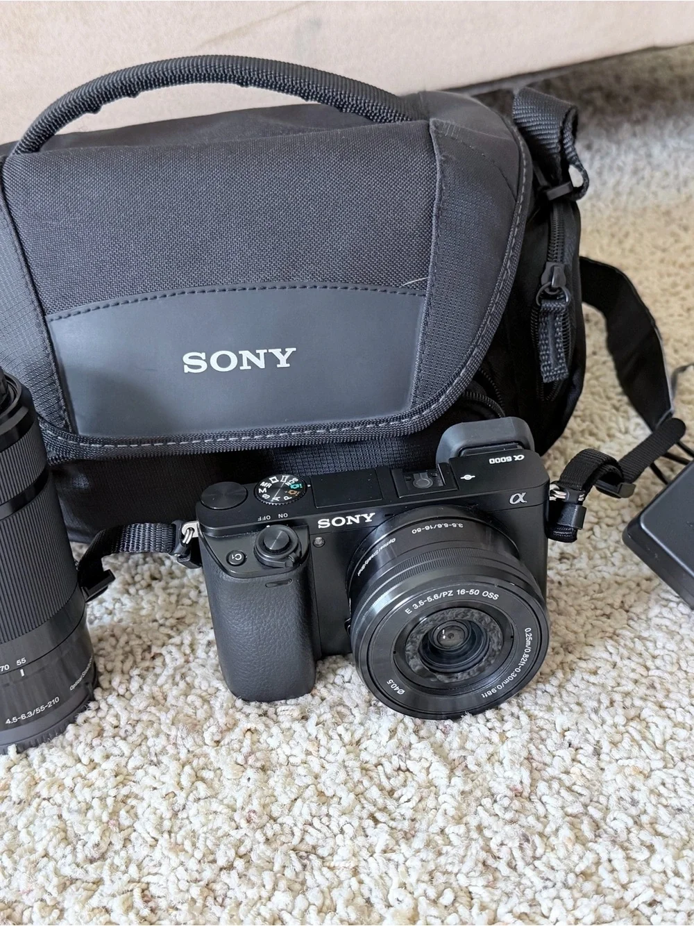 Sony Black Alpha Mirrorless Camera with 16-50mm Lens and Carry Bag